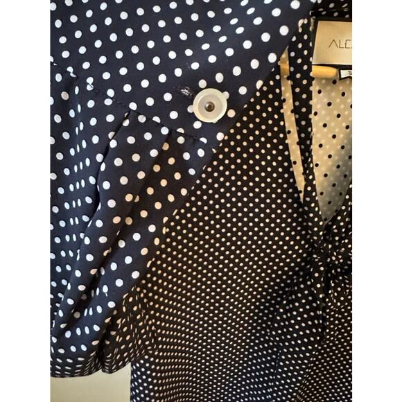 Alexis Navy and White Polka Dot Tie-Neck Blouse, Size Small - Picture 5 of 7